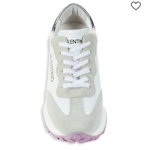 Valentino Women's White and Light Gray Sneakers,  Chic Lavender Accent Soles